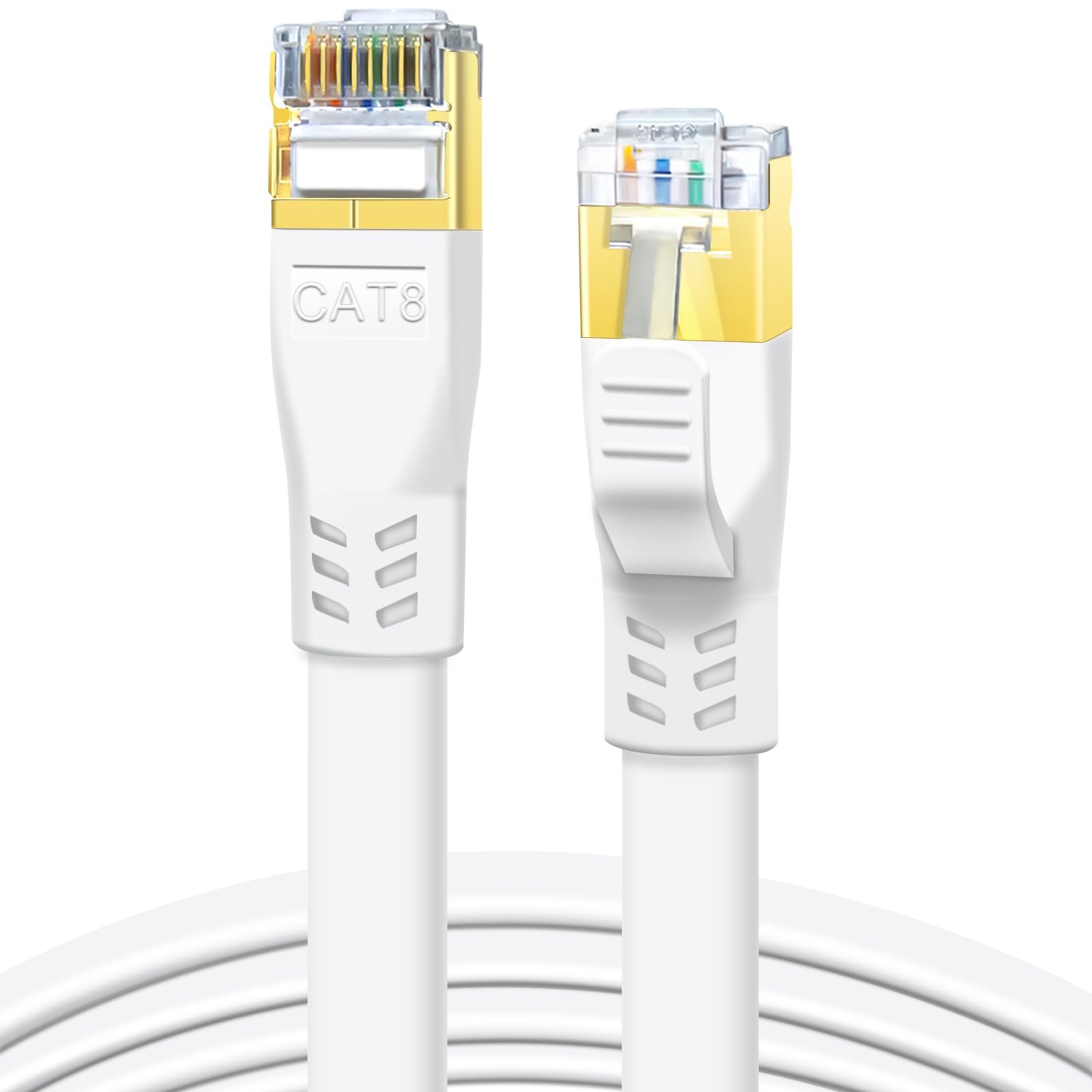 DDMALL CAT8 Ethernet Cable | 10m Flat 40Gbps High Speed LAN Patch Cord