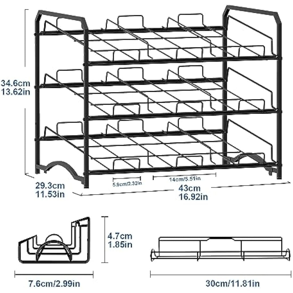 Mutool 3-Tier Can Rack Organizer – Stackable 42-Can Pantry Storage, Black