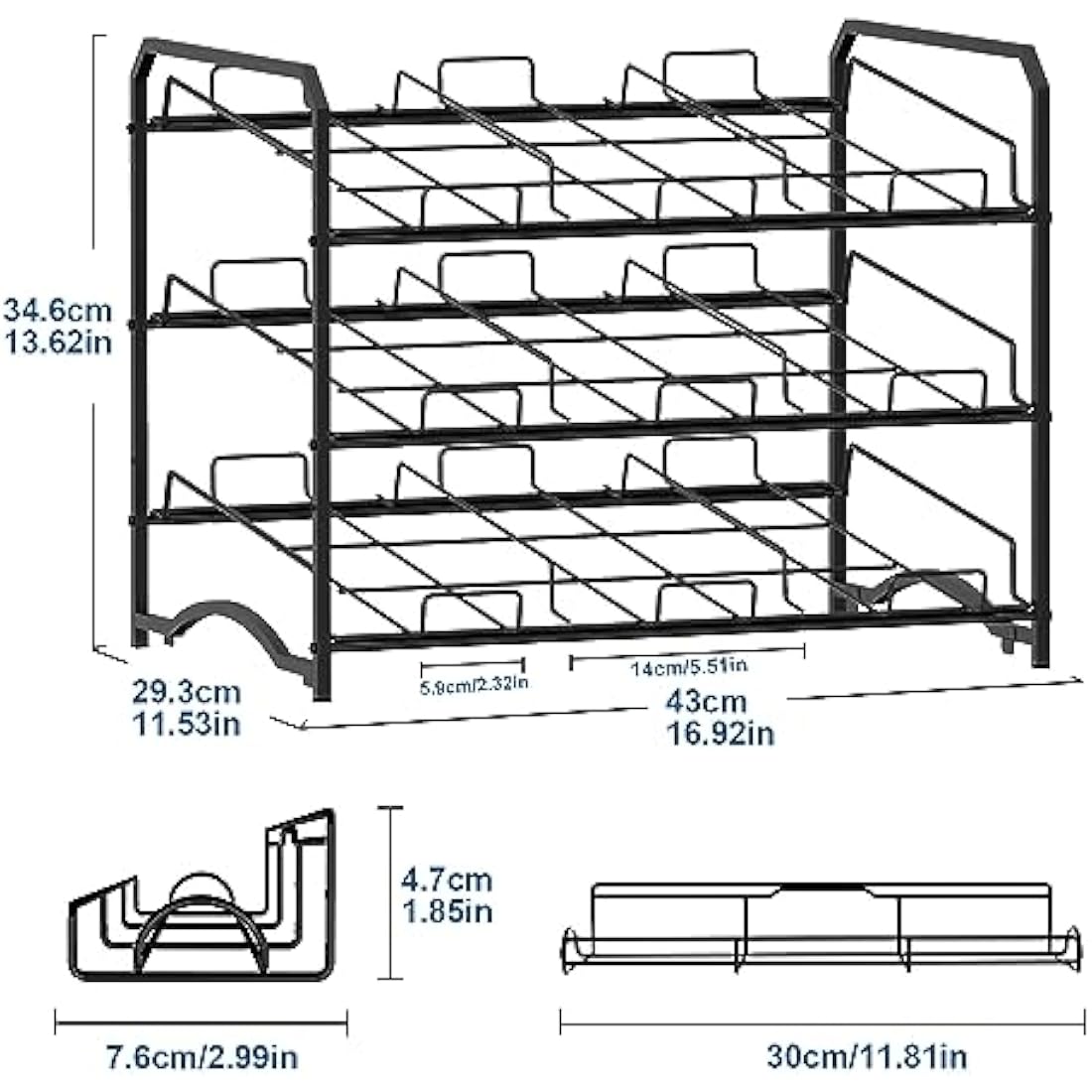 Mutool 3-Tier Can Rack Organizer – Stackable 42-Can Pantry Storage, Black