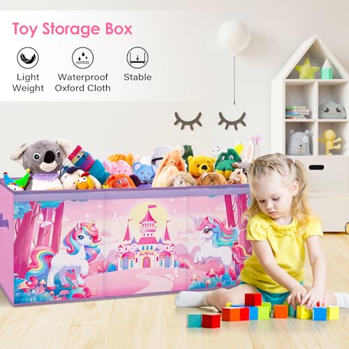Decalsweet Unicorn Extra Large Toy Storage Box – Foldable Oxford Toy Chest