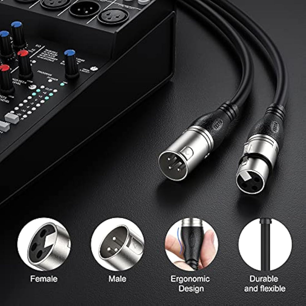 EBXYA XLR Microphone Cable 5M (2-Pack) – Balanced 3-Pin Hi-Fi Mic Cord