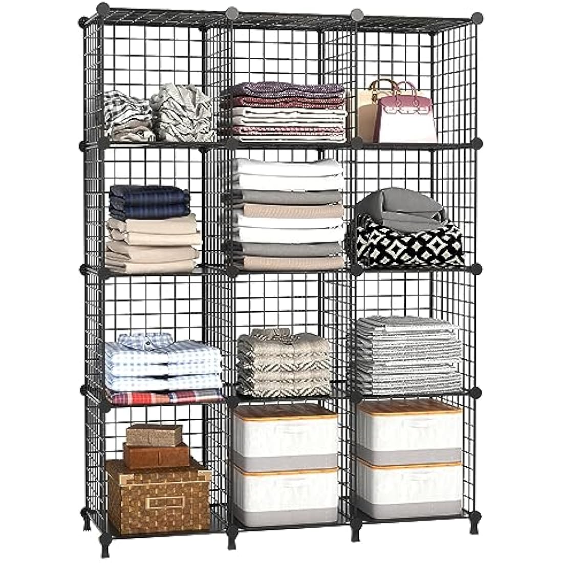 AWTATOS 12-Cube Wire Storage Shelves | DIY Modular Bookcase Unit, Black