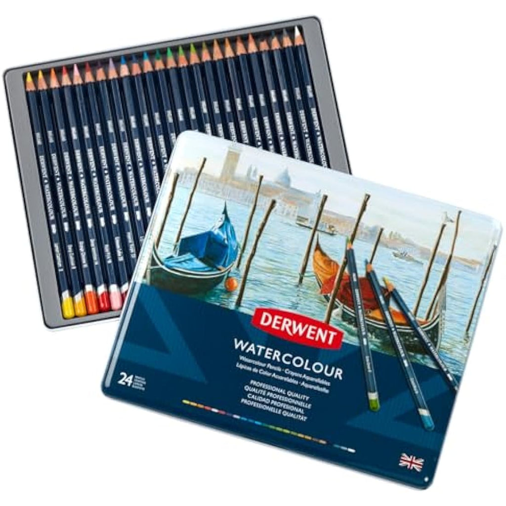 Derwent Watercolour Pencils - Professional Drawing Set of 24 - Tin