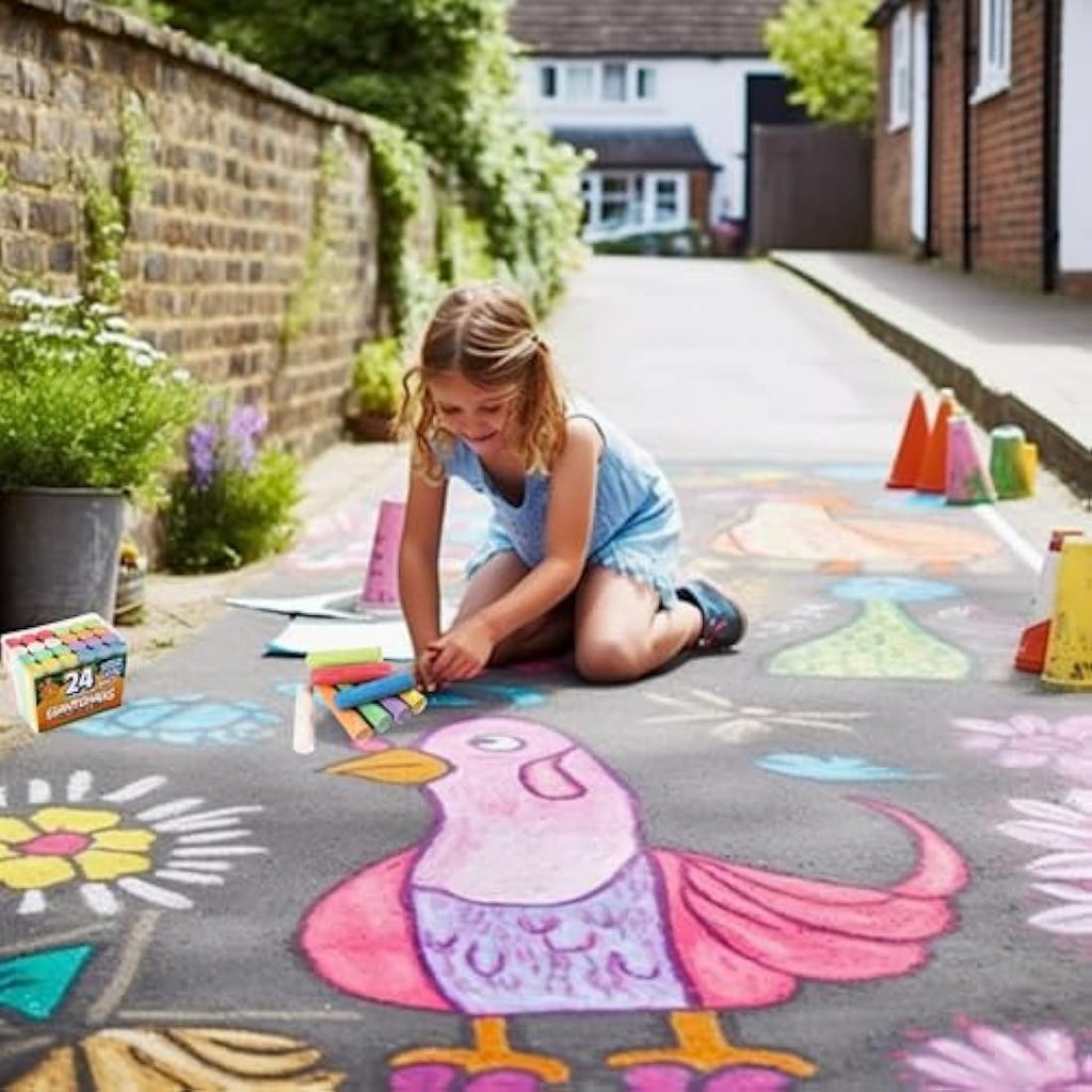 Washable Pavement Chalk – 24 Giant Chunky Outdoor Sticks