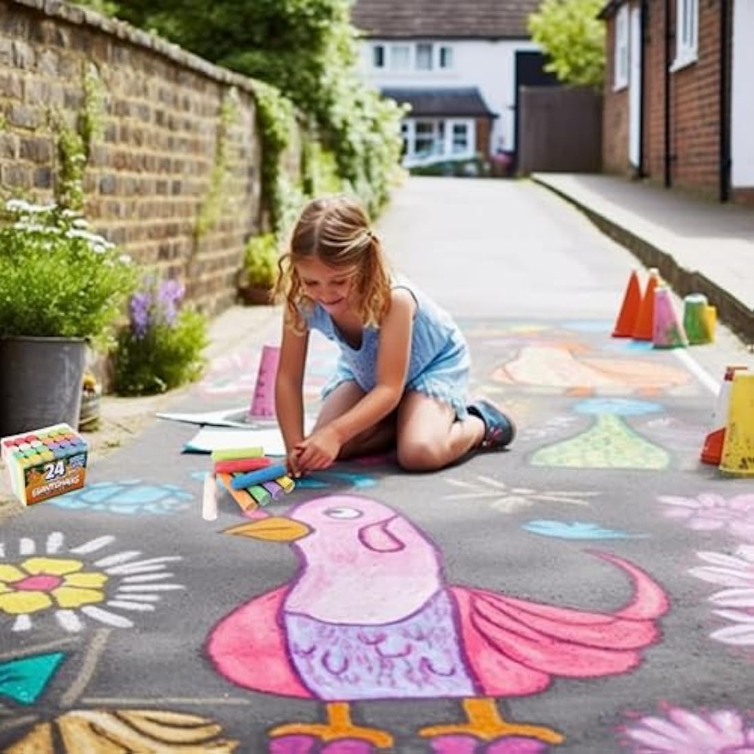 Washable Pavement Chalk – 24 Giant Chunky Outdoor Sticks