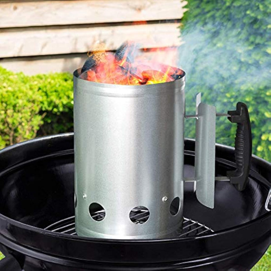 BEAU JARDIN Charcoal Chimney Starter - Galvanized Steel BBQ Lighter