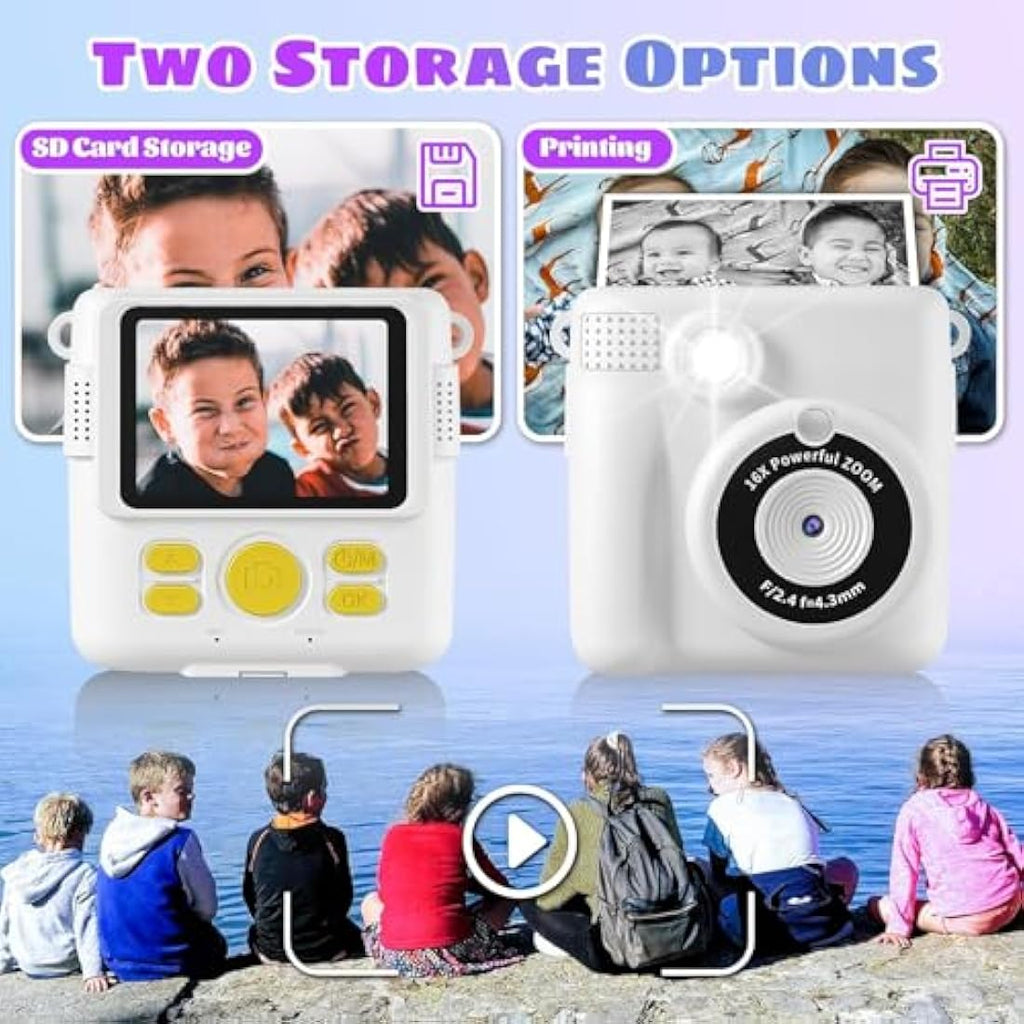 Jolof Store Kids Instant Print Camera – 1080P Digital Video with 32GB SD