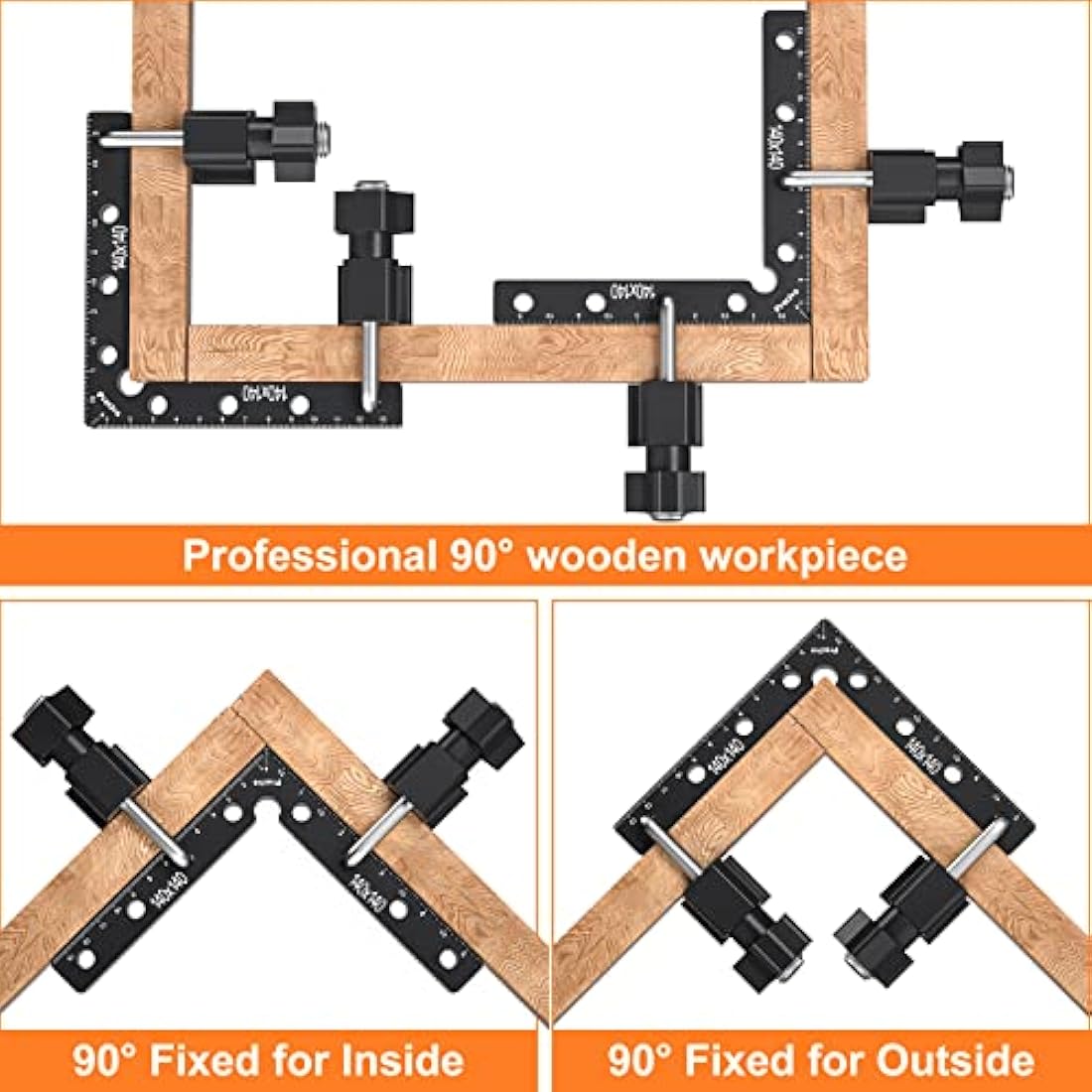 Preciva 90 Degree Right Angle Positioning Square Clamp - 5.5" Aluminum 2-Pack