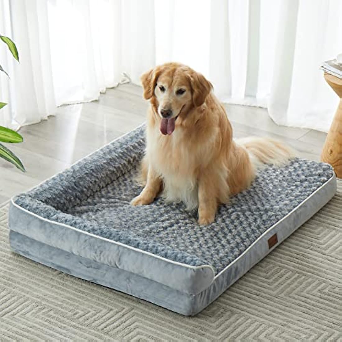 BFPETHOME Large Orthopedic Dog Bed | Waterproof Washable Sofa Bed, Grey