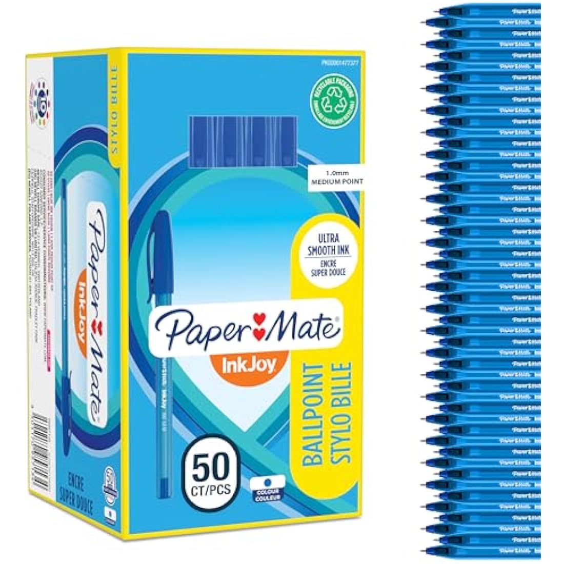 Paper Mate InkJoy 100ST Ballpoint Pens | Medium Point | Blue | 50 Count
