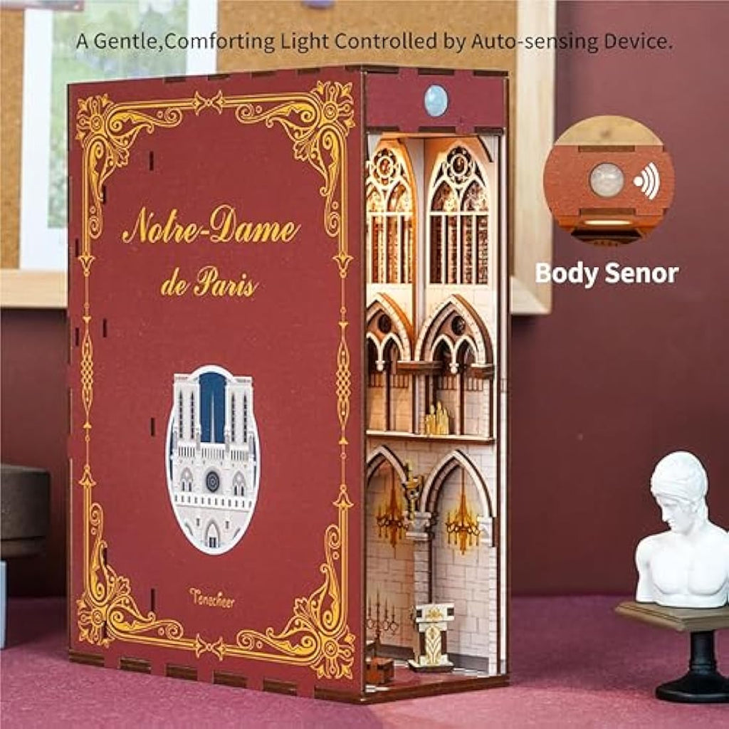 Tonecheer DIY Book Nook Kit – Wooden 3D Puzzle Miniature House with Light