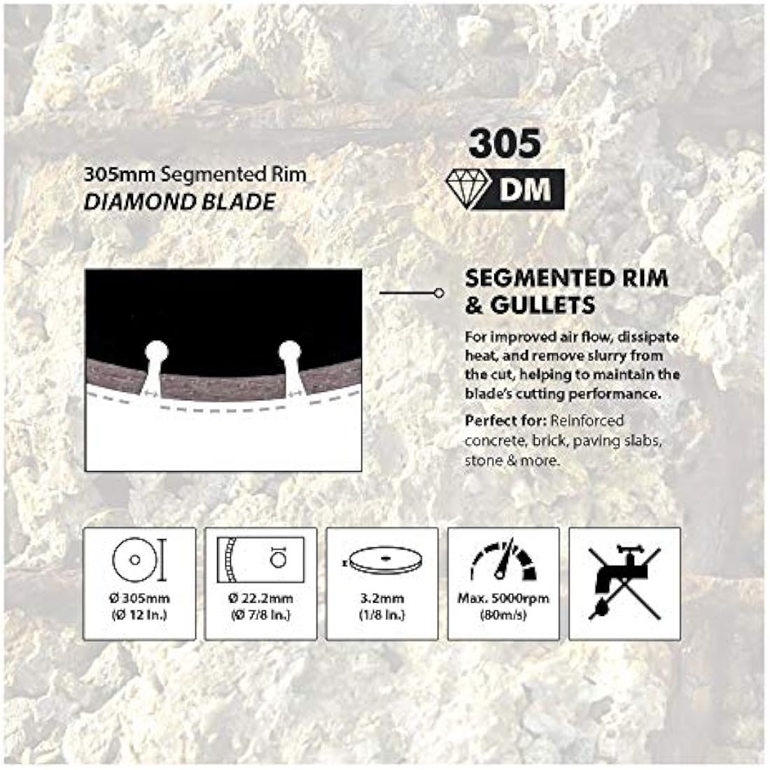 Evolution 305mm Diamond Blade for Roof Tiles and Slate |