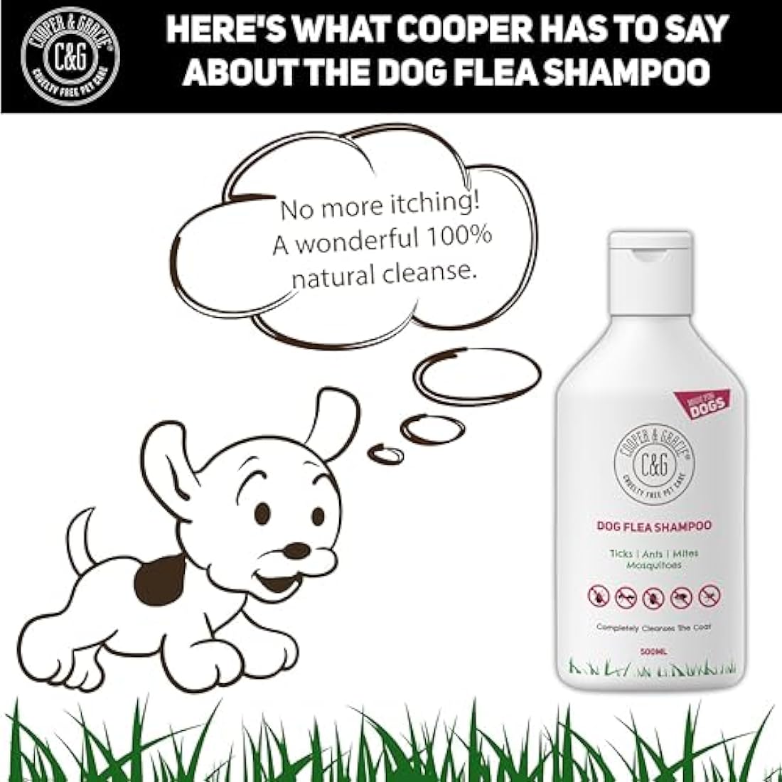 Cooper and Gracie Dog Flea & Tick Shampoo – Medicated 500ml Cleanser
