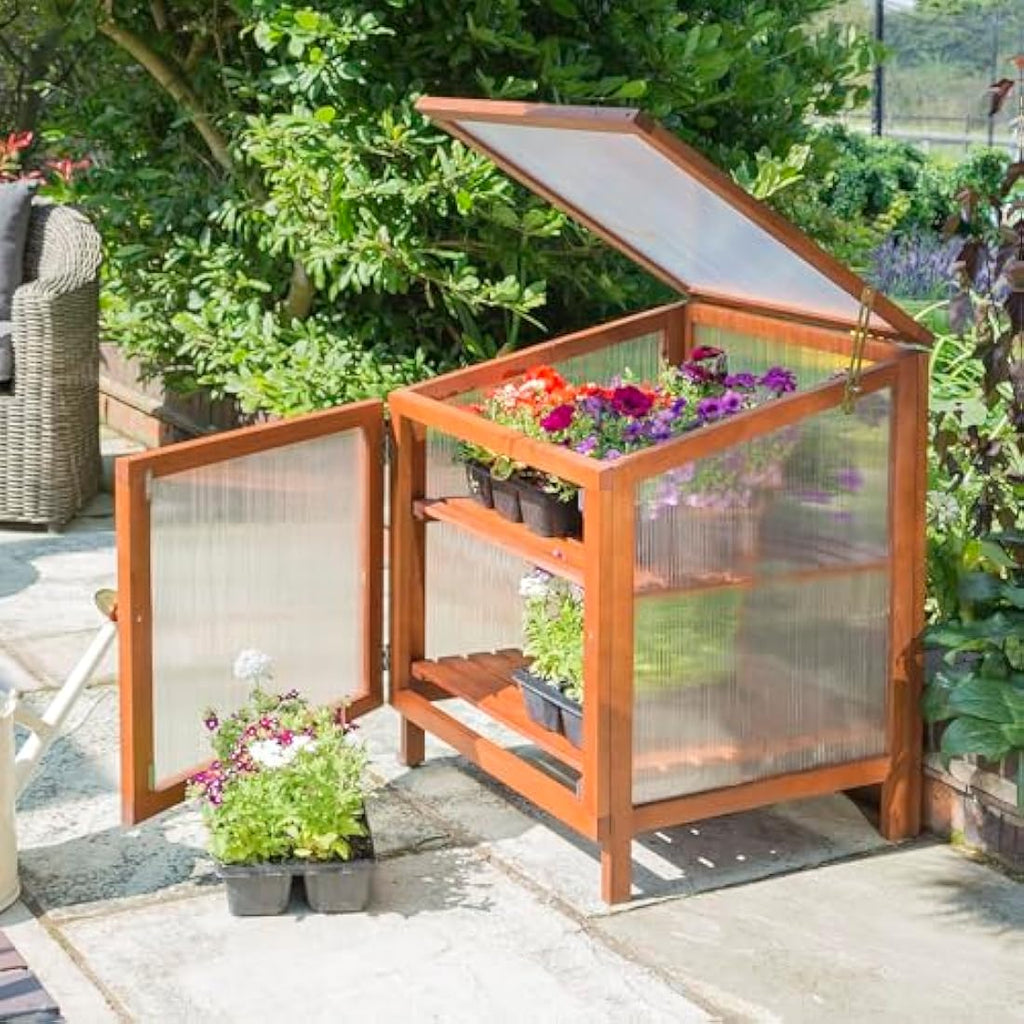 Rowlinson Hardwood Coldframe | Twin Walled Polycarbonate Garden Greenhouse