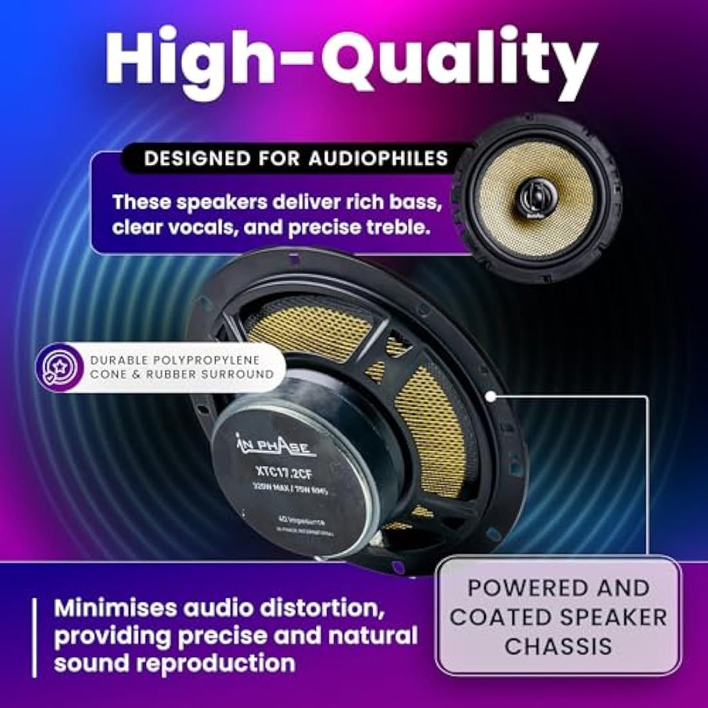 In Phase XTC17.2 6.5 Inch 250W Car Speakers - Glass Fibre Woven Cone