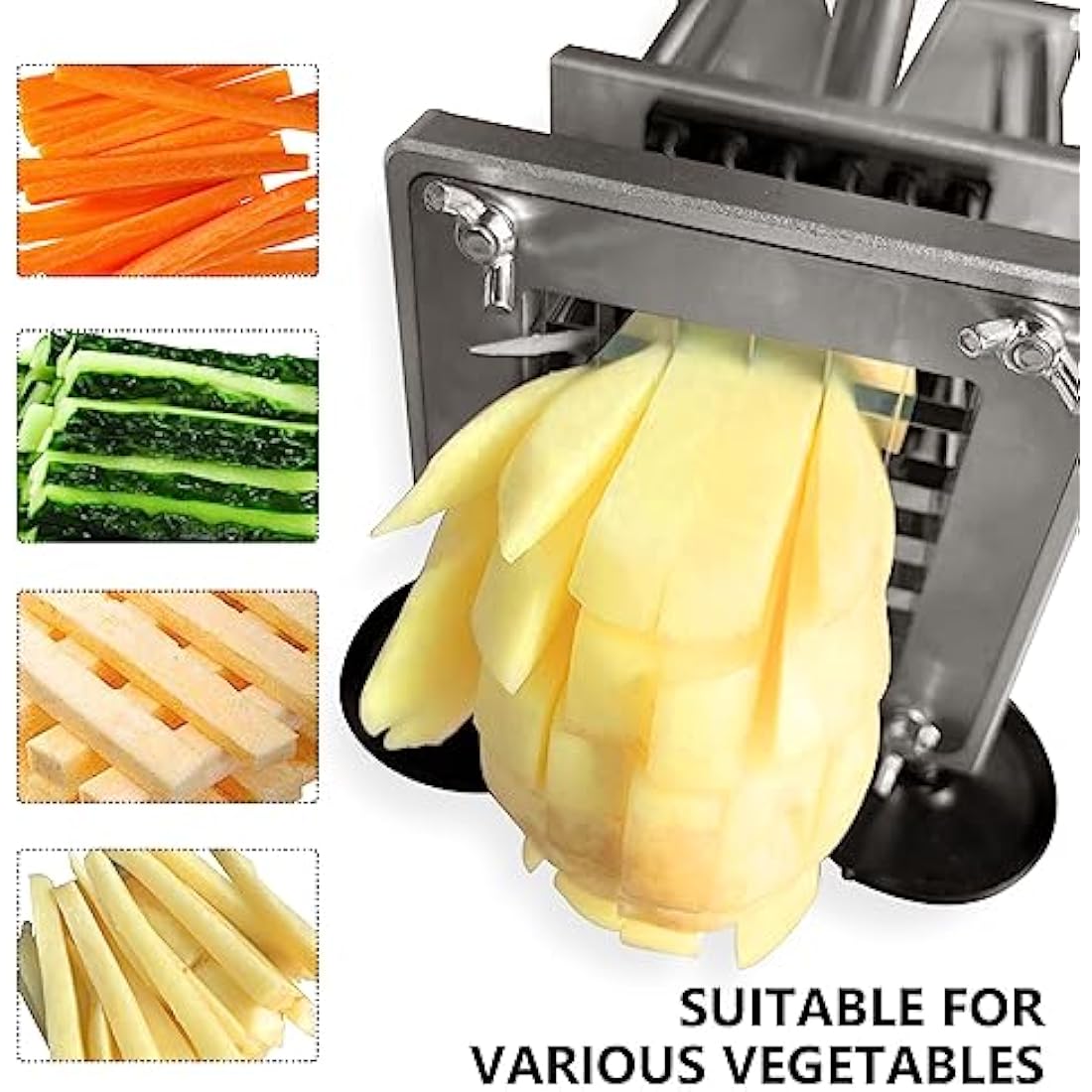 Jolof Store Stainless Steel French Fry Cutter with 2 Interchangeable Blades