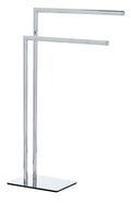 WENKO Recco Towel Stand – 2-Arm Chrome Steel Freestanding Clothes Rack