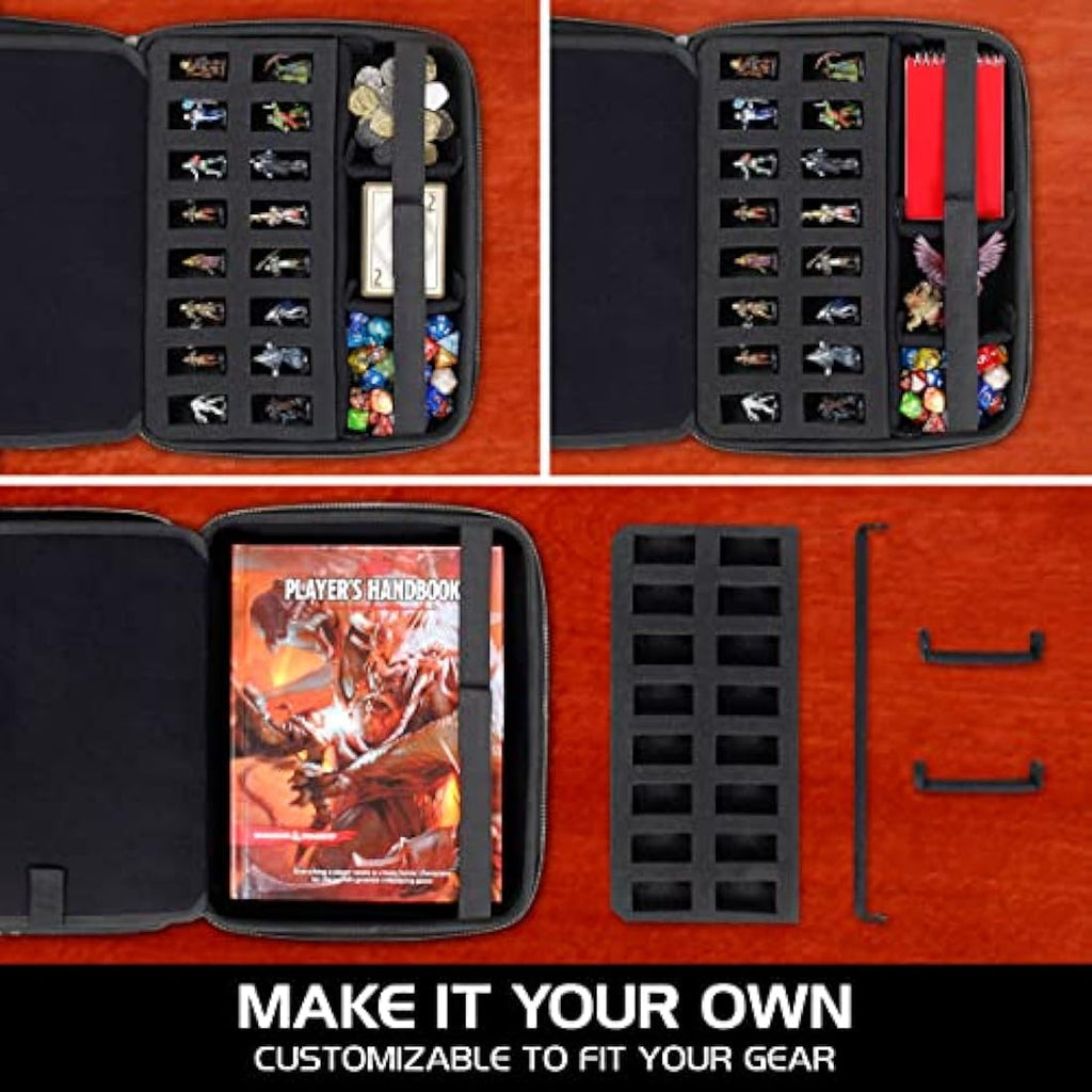 ENHANCE RPG Organizer Case – DnD Binder with Miniature Foam Tray
