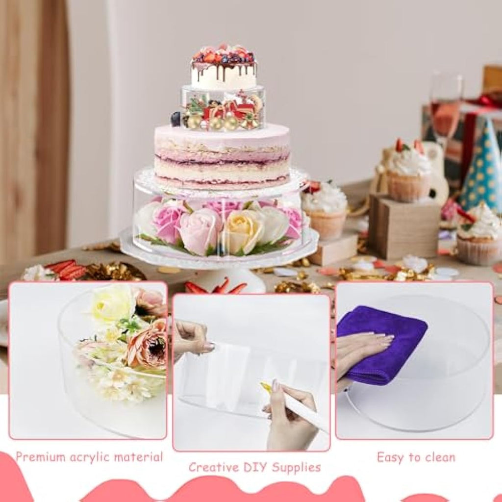 2-Piece Fillable Acrylic Cake Stand Set | 6 & 10 Inch Risers