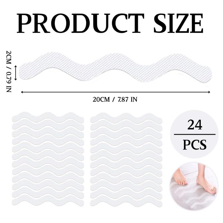 LUFFLOK 24 Pcs Bath Stickers Non Slip Bath Stickers Transparent - image 2