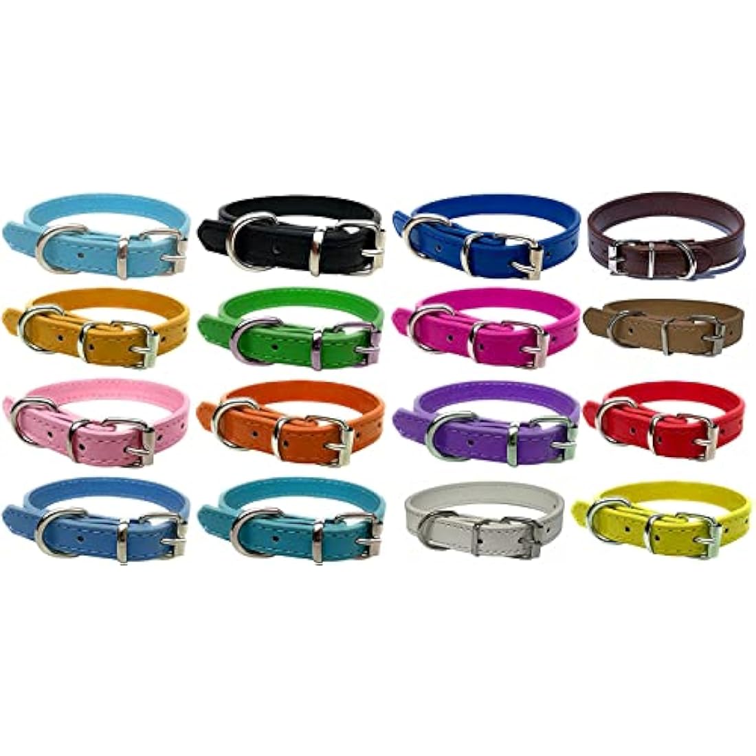 Vibrant PU Leather Dog Collar for Puppies and Cats - Orange