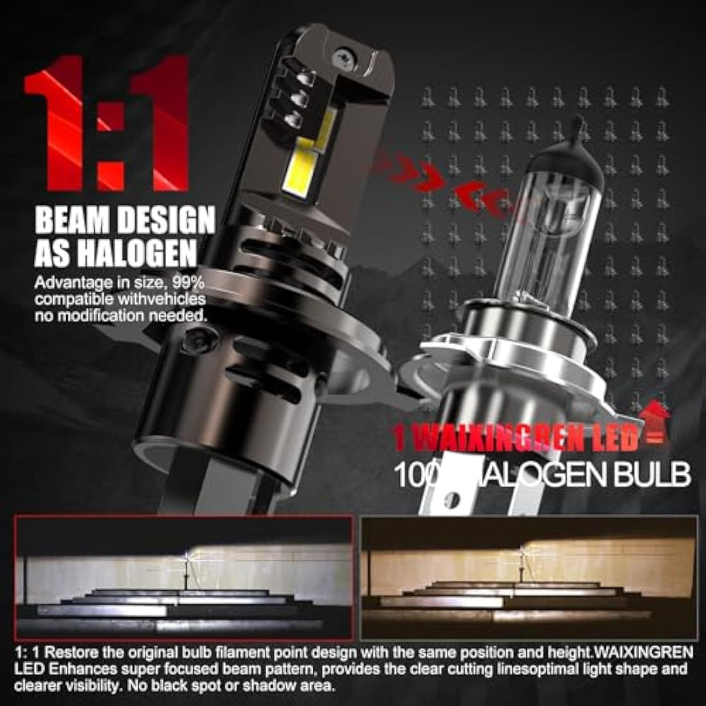 WAIXINGREN H4 LED Headlight Bulbs | 26000LM 6500K Cool White | Pack of 2