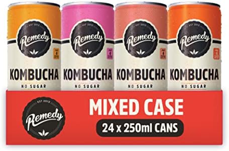 Remedy Kombucha Mixed Pack – Sugar Free Probiotic Drink – 24 x 250ml