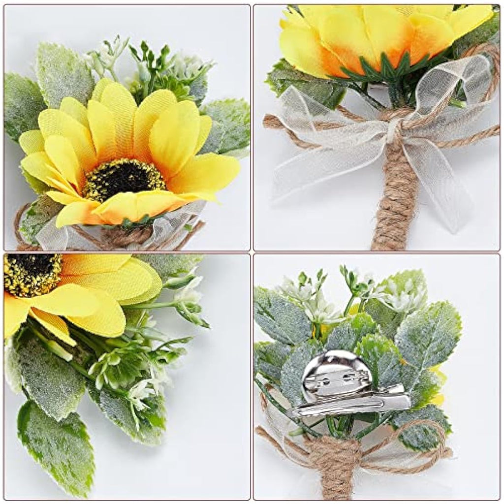 Sunflower Wedding Corsage - 2 Piece Artificial Boutonniere