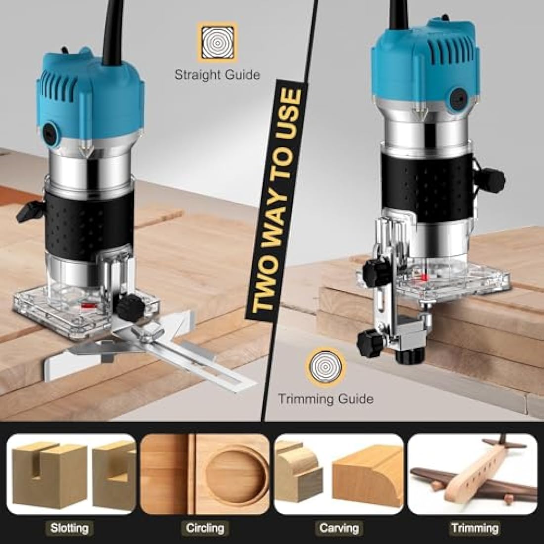 AMTOVL 800W Electric Wood Hand Trimmer | 1/4" Laminate Router Tool