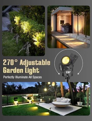 GreenClick LED Garden Spike Lights – 6 Pack Mains Powered IP65 Warm White