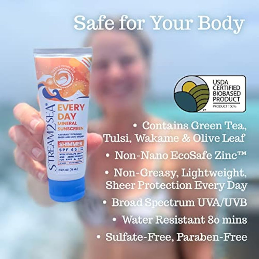 SPF 45 Shimmer Mineral Sunscreen – Reef Safe & Water Resistant