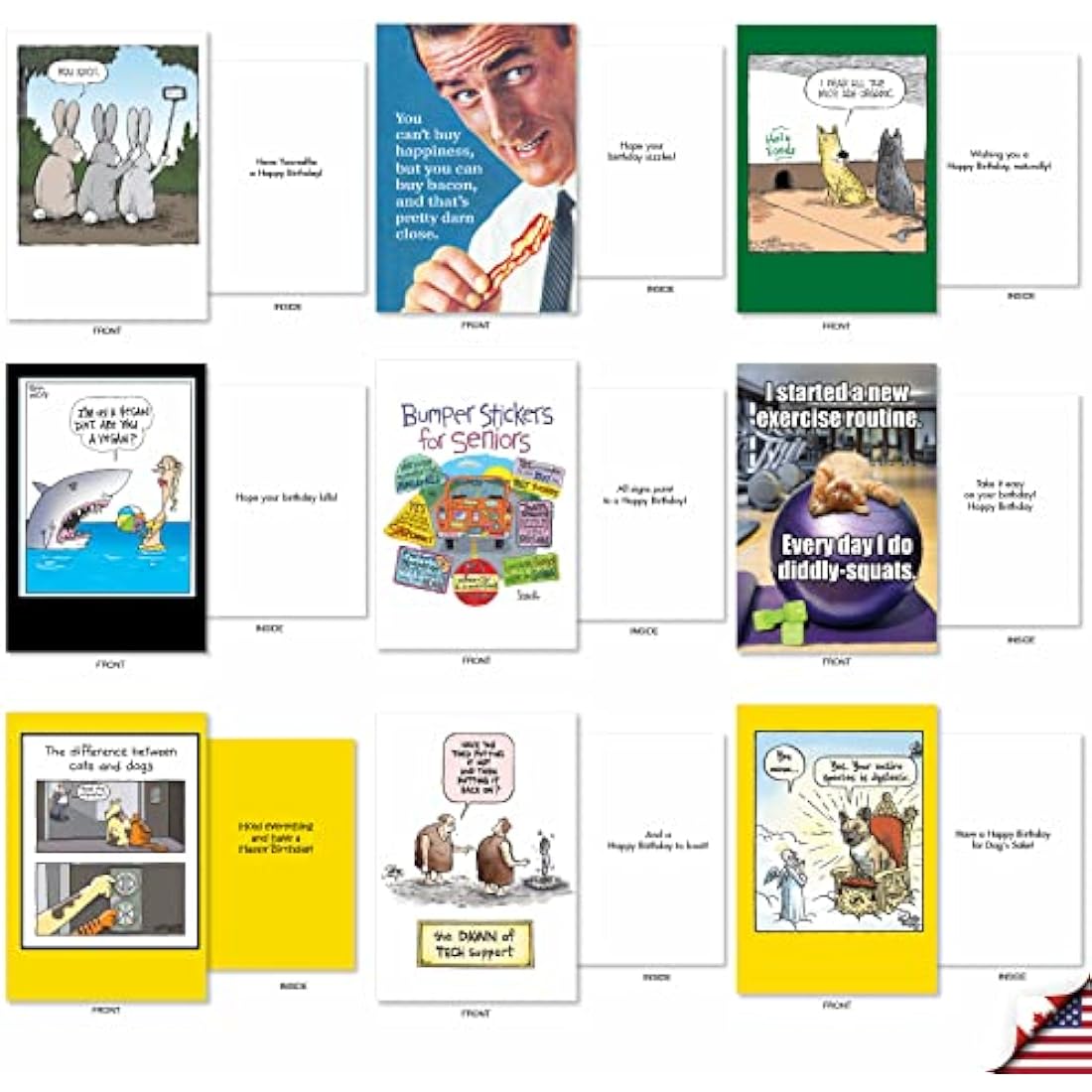 NobleWorks Funny Birthday Cards Bulk Box Set - 36 Assorted Designs