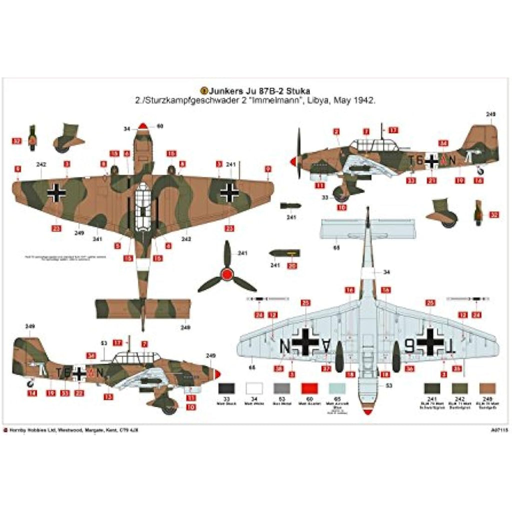 Airfix Junkers JU87B-2/R-2 Stuka Model Kit – 1:48 Scale Plastic Plane