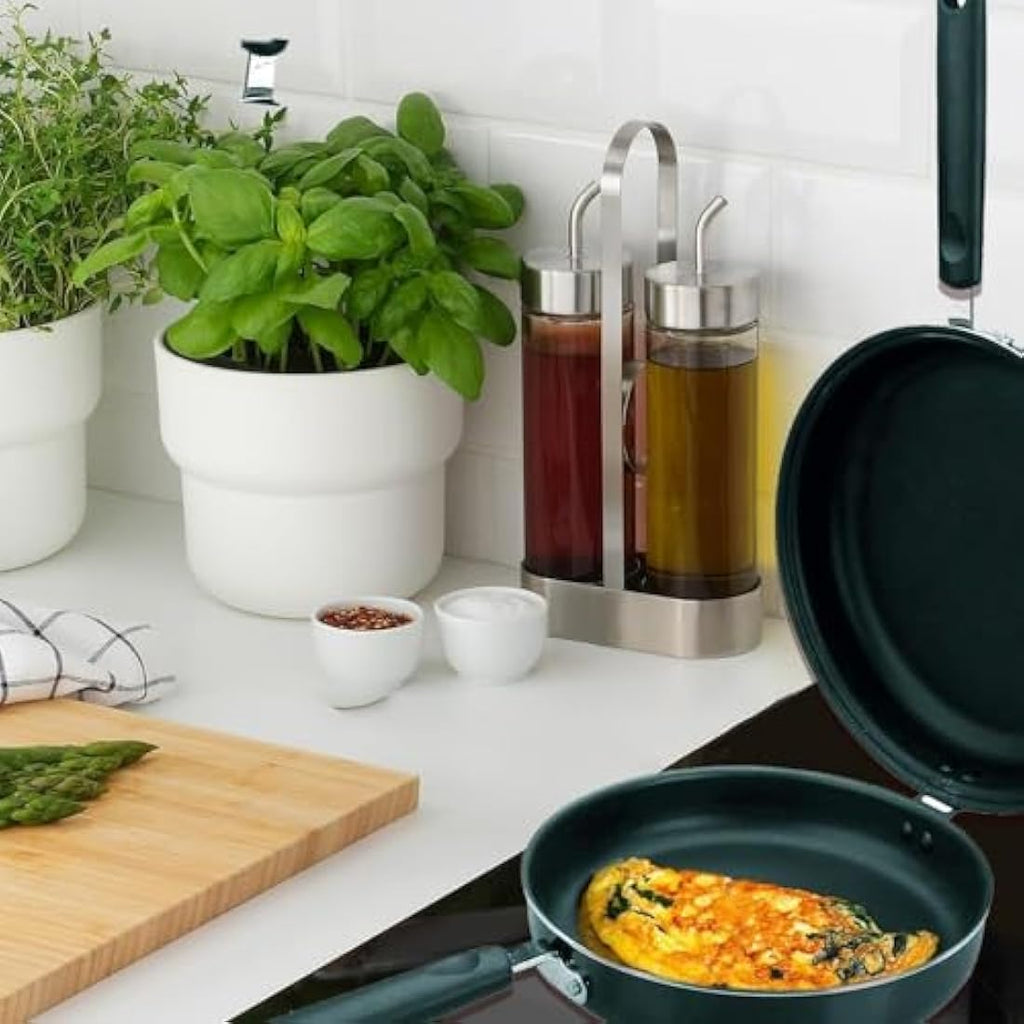 MGE World Double Flip Omelette Pan – 24cm Non-Stick Induction Frying Pan
