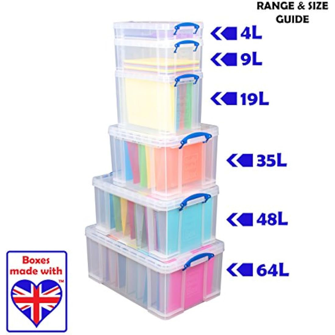 Really Useful Box 9 Litre Clear Plastic Storage Box for A4 Paper