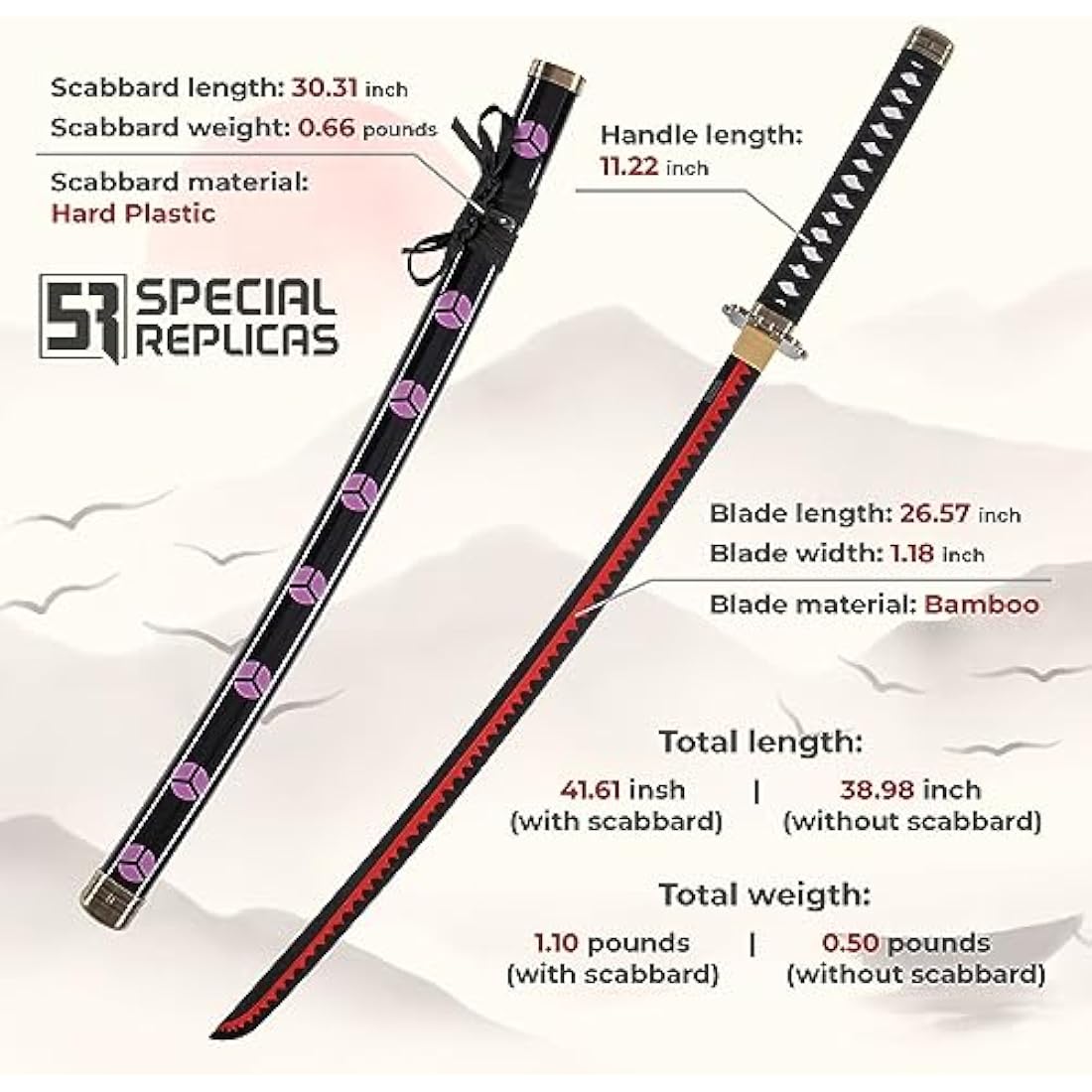 Roronoa Zoro Wooden Katana 3-Piece Set - Anime Cosplay
