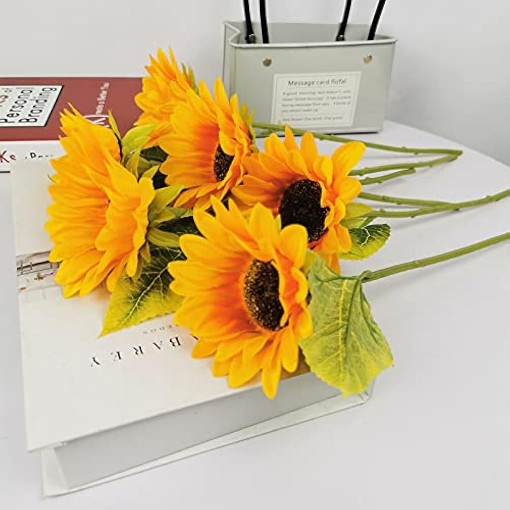 Artificial Silk Sunflower Bouquet - 6 Bunches for Home Decor