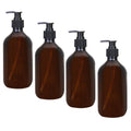 CODIRATO 4-Pack Refillable 500ml Plastic Pump Bottles – Amber Brown