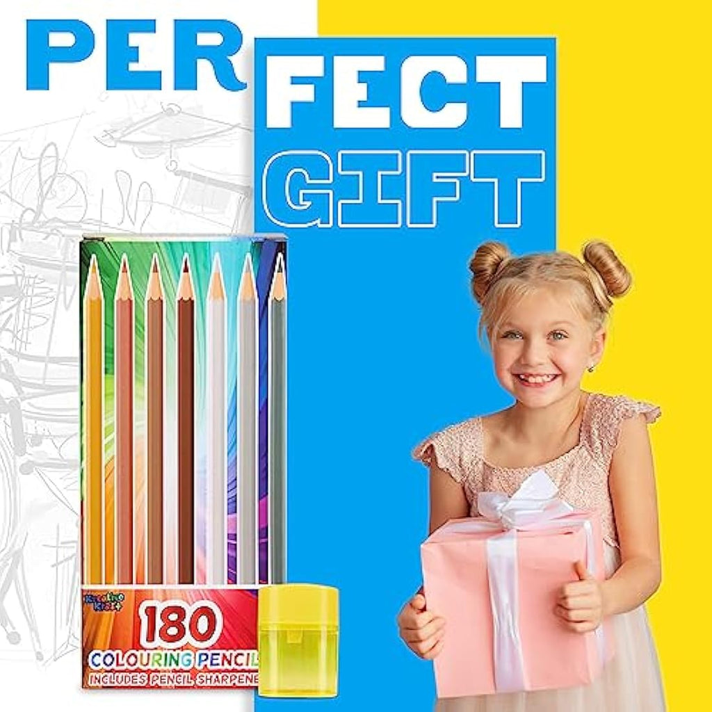 KreativeKraft Coloured Pencils Set of 180 – Art Supplies with Sharpener