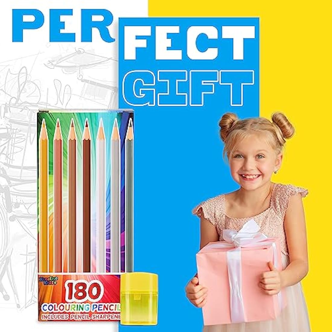 KreativeKraft Coloured Pencils Set of 180 – Art Supplies with Sharpener