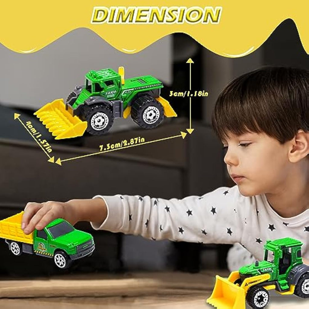 Oriate 6-Piece Diecast Farm Tractor Toy Set – Educational Mini Vehicles