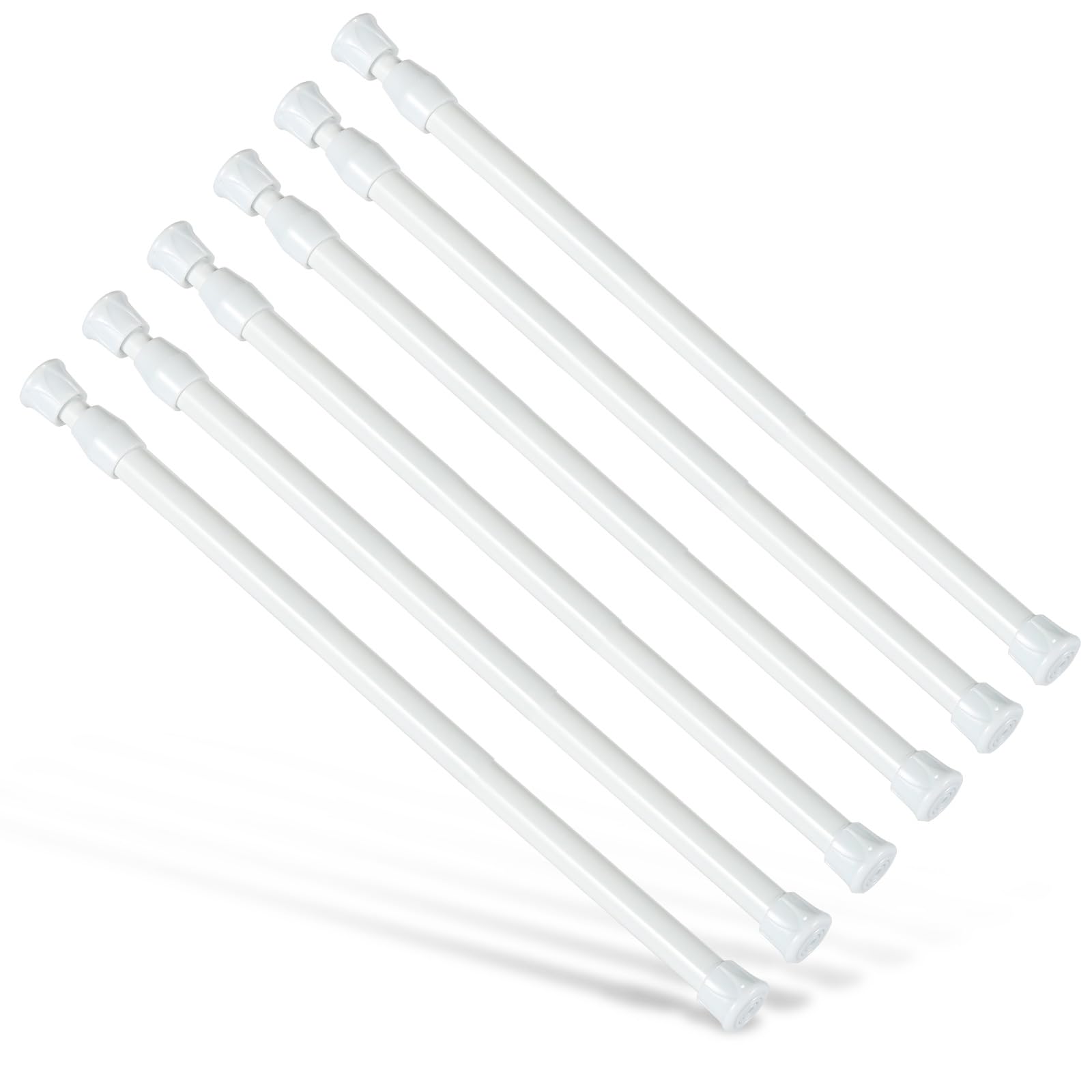 Goowin 6-Pack Tension Rods | 40-70cm Adjustable Rustproof White Rods