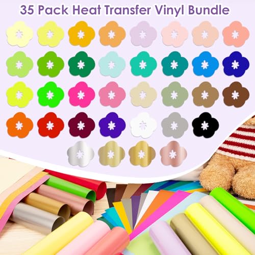 Vinyl Frog HTV Bundle – 35 Colors Heat Transfer Vinyl Sheets, 12" x 10"