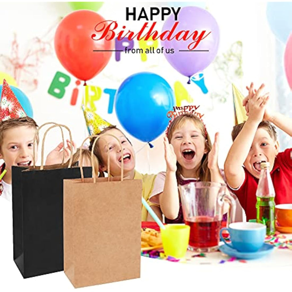 Large Black Paper Gift Bags with Handles - 18 Pack