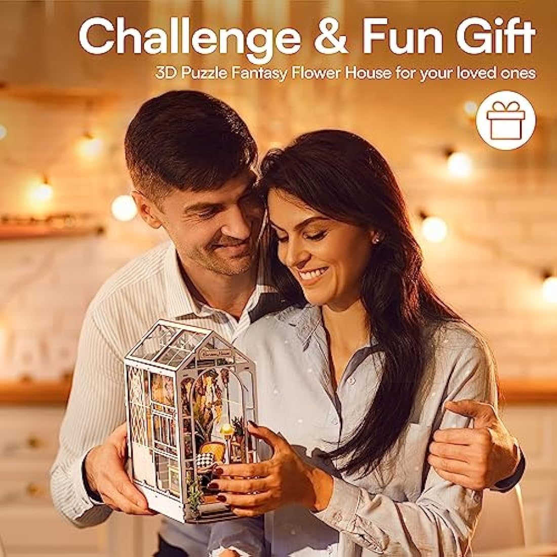 ROBOTIME Gardenhouse Book Nook Kit | DIY 3D Wooden Puzzle with LED