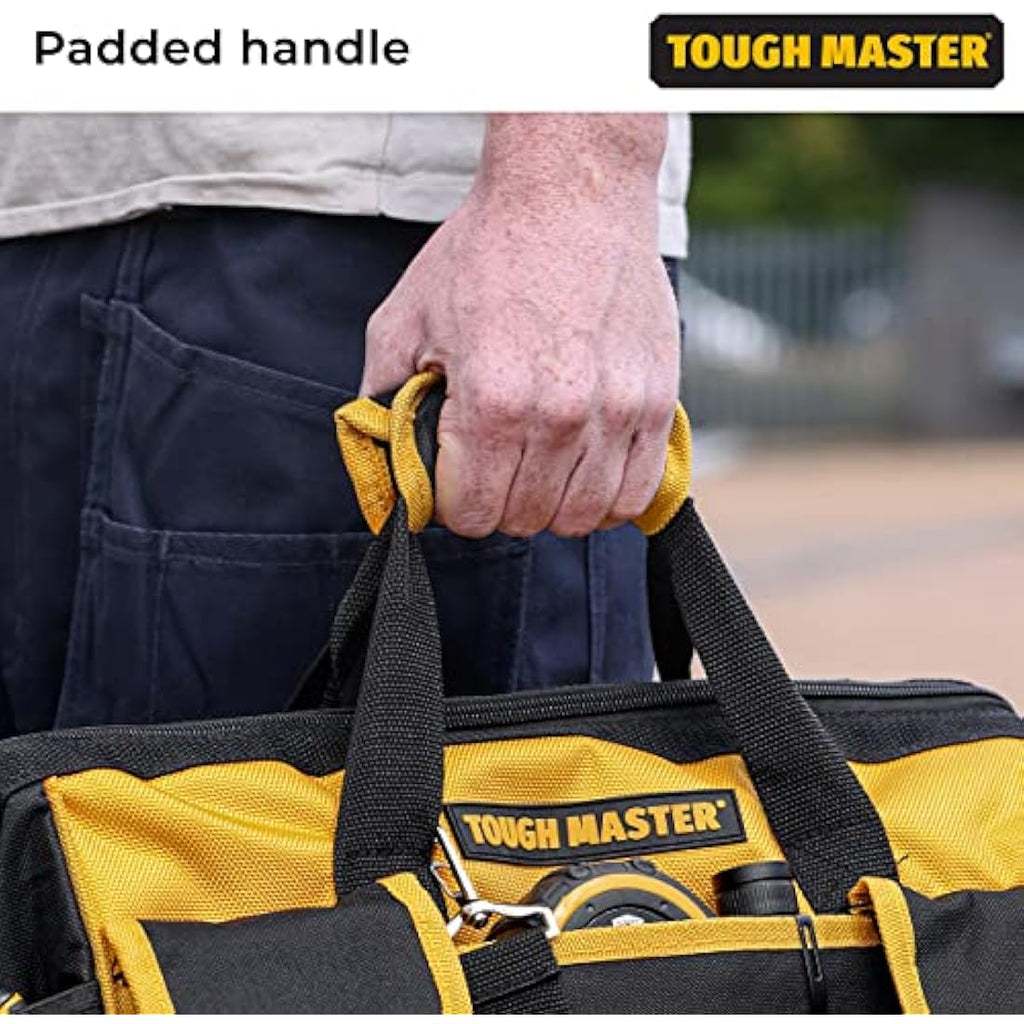 TOUGH MASTER 16" Heavy Duty Tool Bag | 27 Pockets & Shoulder Strap