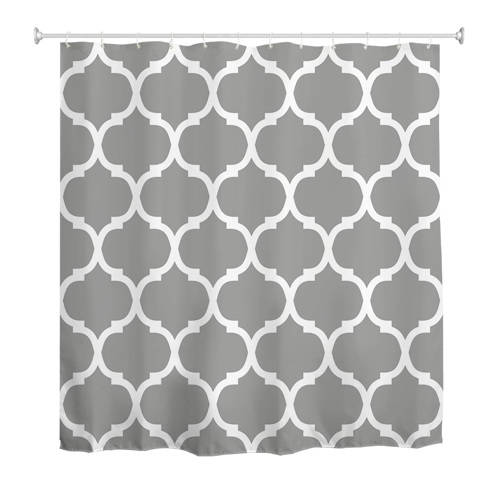 goodbath Moroccan Grey Shower Curtain | Waterproof Polyester Fabric