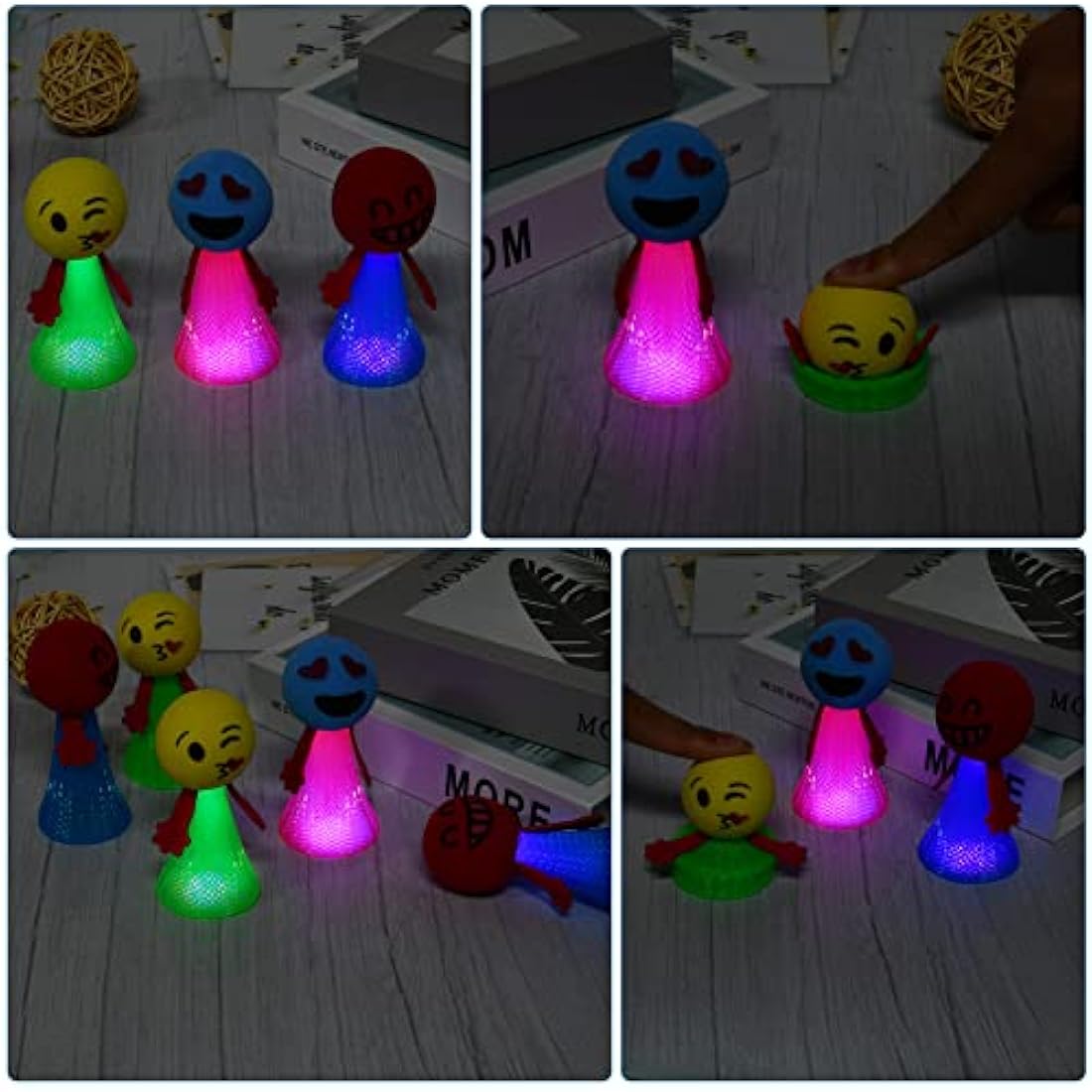 Ainiv 12PCS LED Emoji Bouncing Dolls – Light Up Jumping Elf Fidget Toys