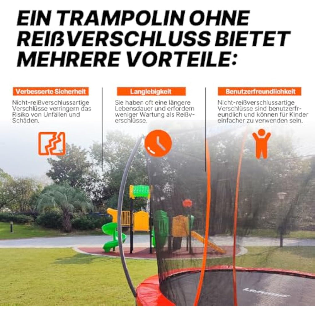 LeJump Outdoor Trampoline with Enclosure Net and Ladder | 10FT