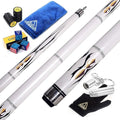 CUESOUL 58" Maple Billiard Pool Cue Stick – 19oz 2-Piece Pearl White